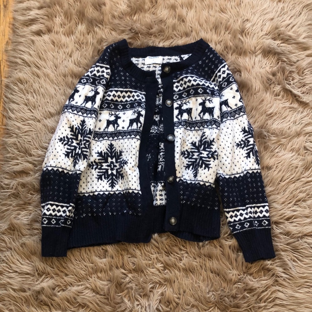 Old Navy Navy and Cream Knit Cardigan